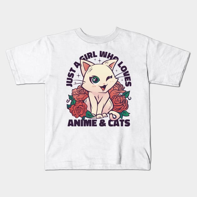 Cat Kawaii Anime Quote P Kids T-Shirt by LindenDesigns